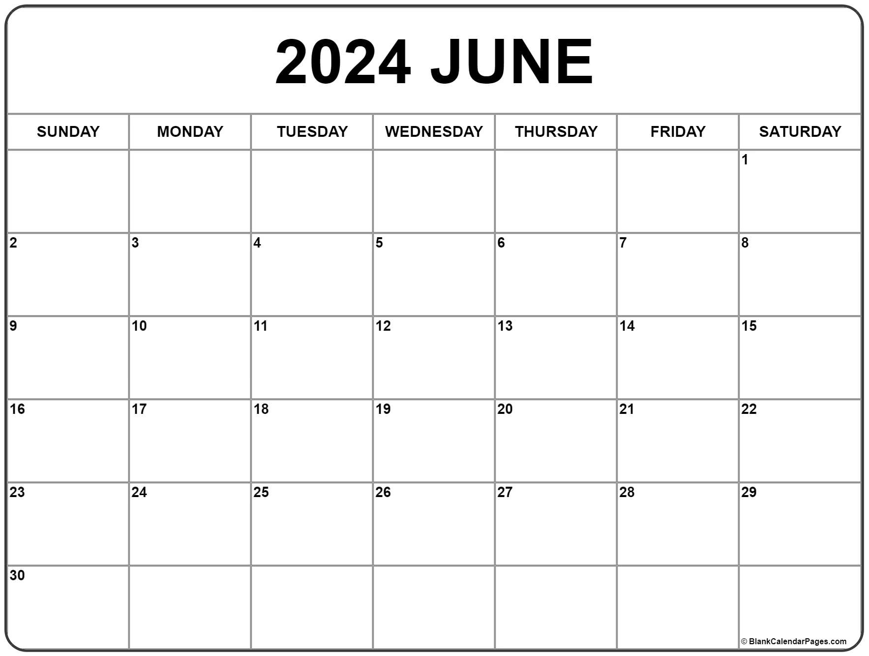 June 2024 Calendar | Free Printable Calendar | Calendar June 2024 Printable