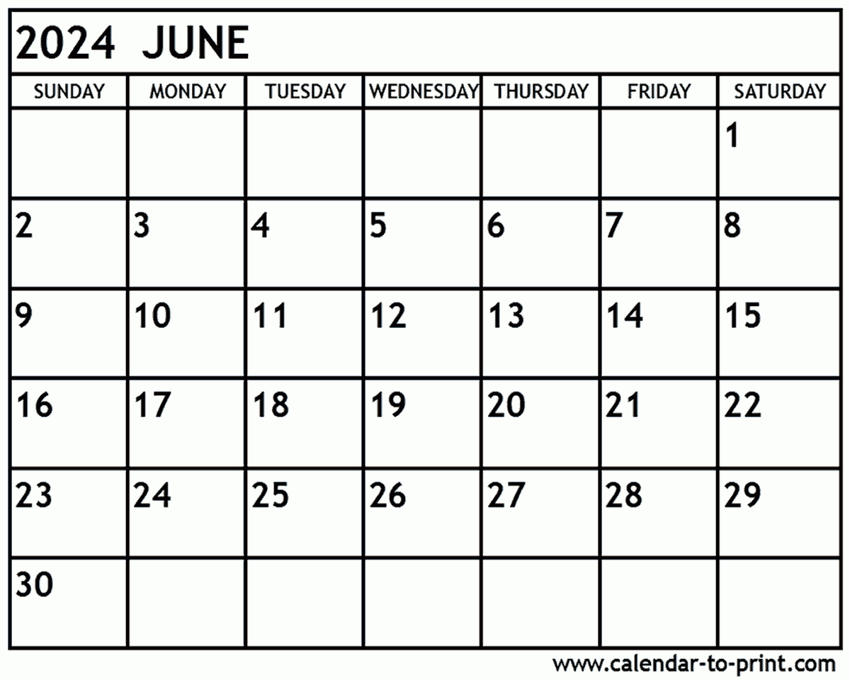 June 2024 Calendar Printable |  Calendar 2024