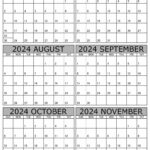 June To November 2024 Calendar Templates   Six Months | 6 Month Calendar 2024 Printable