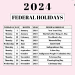 List Of Federal Holidays 2024 In The U.s. | Saturdaygift |  Calendar 2024