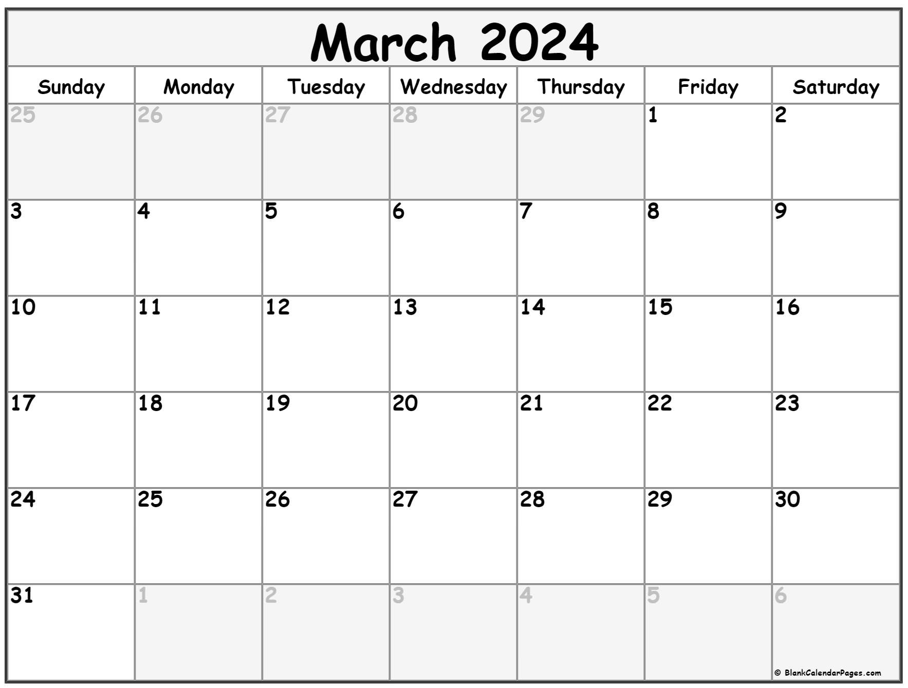 March 2024 Calendar | Free Printable Calendar | March 2024 Calendar with Holidays Printable