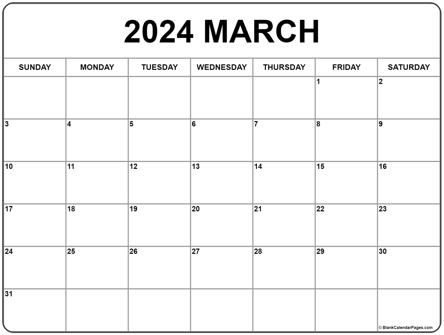 March 2024 Calendar | Free Printable Calendar | March 2024 Printable Calendar