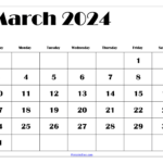 March 2024 Calendar Printable Pdf With Holidays Template Free | Calendar March 2024 Printable