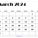 March 2024 Calendar Printable Pdf With Holidays Template Free | March 2024 Calendar With Holidays Printable