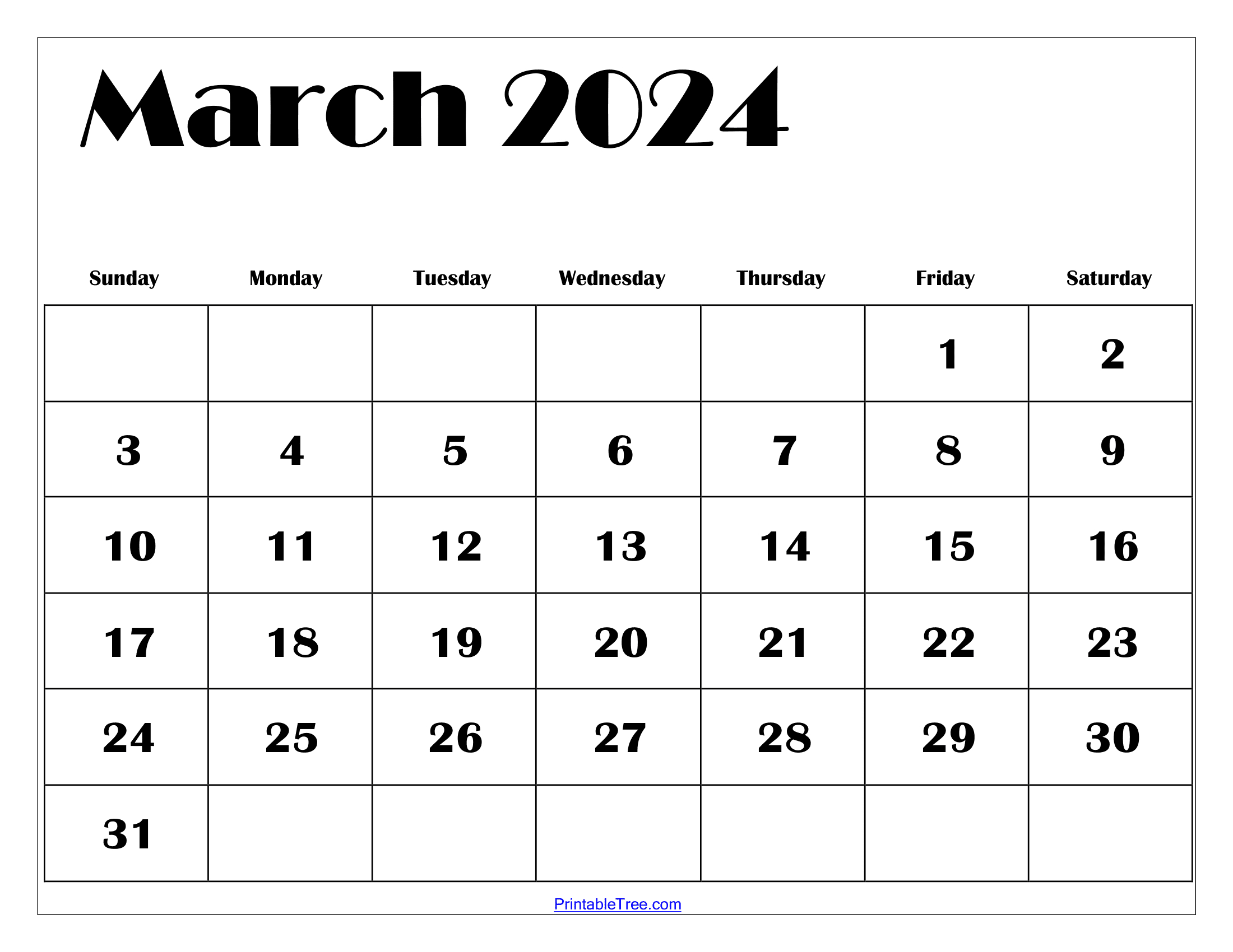 March 2024 Calendar Printable Pdf With Holidays Template Free | March 2024 Calendar with Holidays Printable