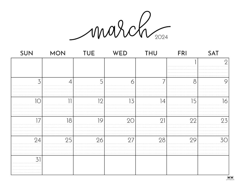 March 2024 Calendars - 50 Free Printables | Printabulls | Printable March 2024 Calendar With Holidays