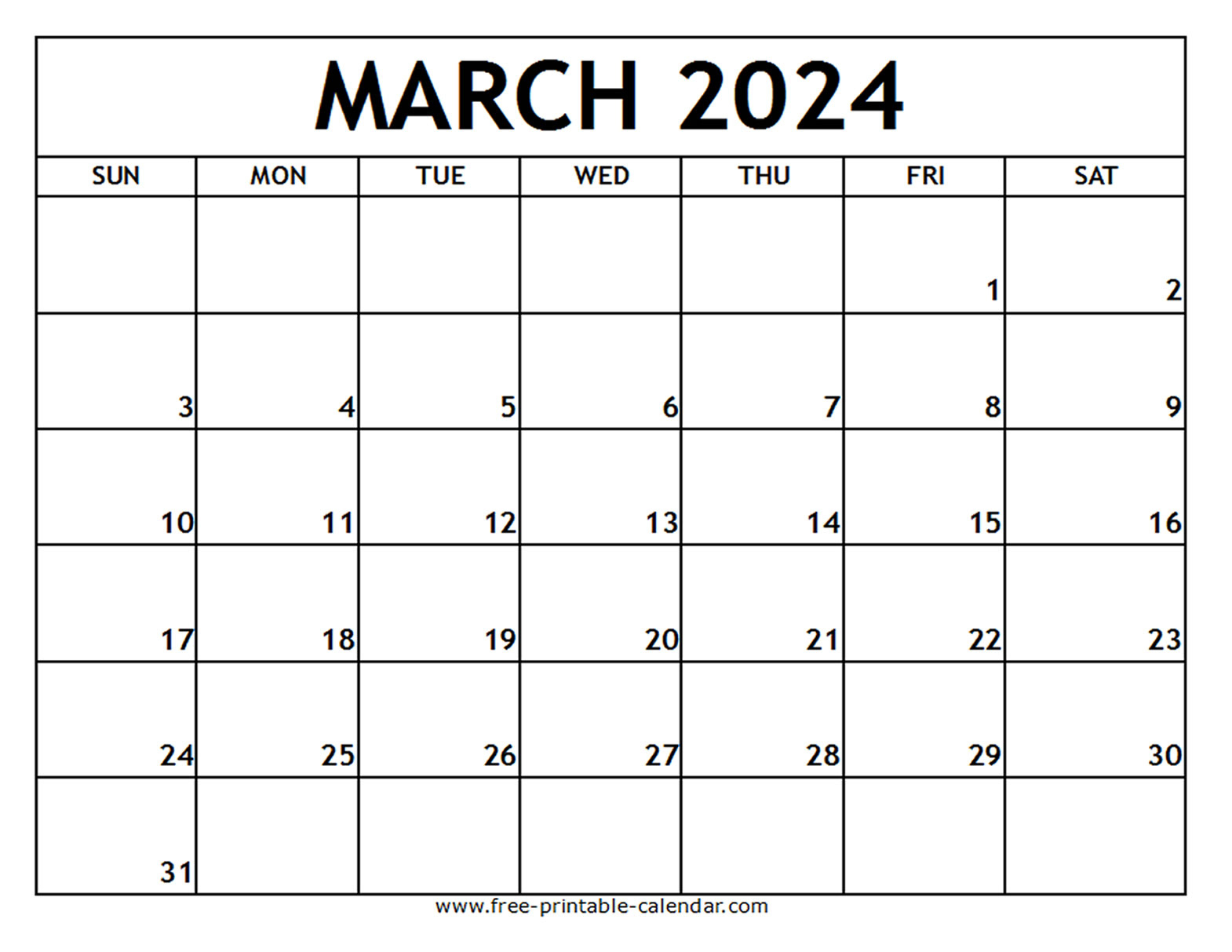 March 2024 Printable Calendar - Free-Printable-Calendar | Free Printable Calendar March 2024