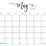 May 2024 Calendar   20 Cute & Free Printables | Saturdaygift | Blank 2024 Calendar Printable