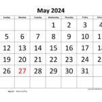 May 2024 Calendar Designed With Large Font (Horizontal) | Free | Printable Word Calendar 2024