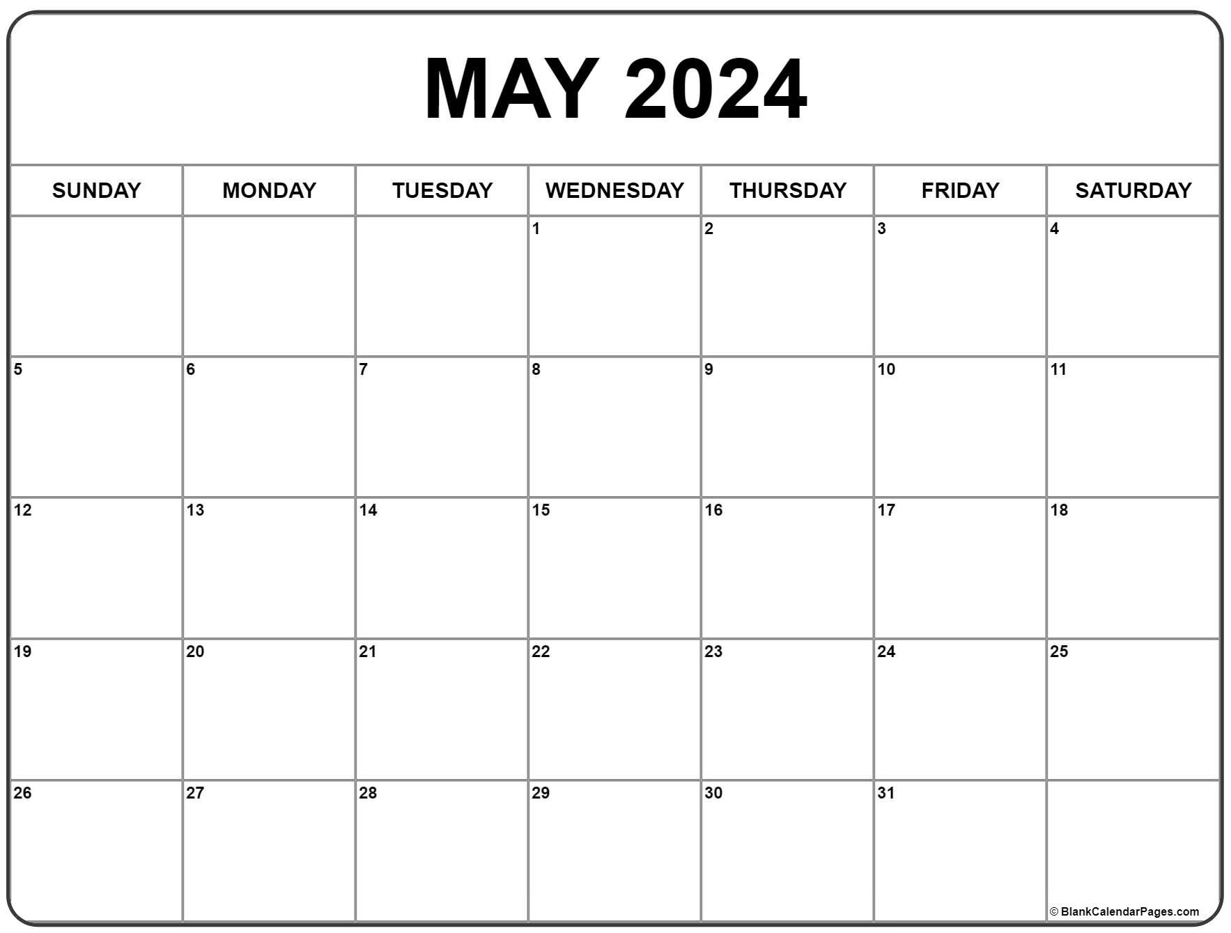 May 2024 Calendar | Free Printable Calendar | Blank Calendar 2024 Printable