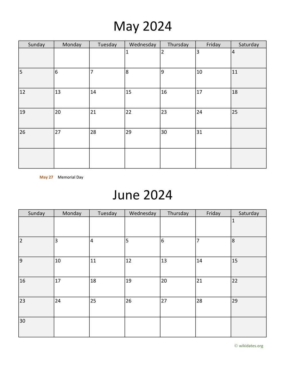 May And June 2024 Calendar | Wikidates | April May June 2024 Calendar Printable