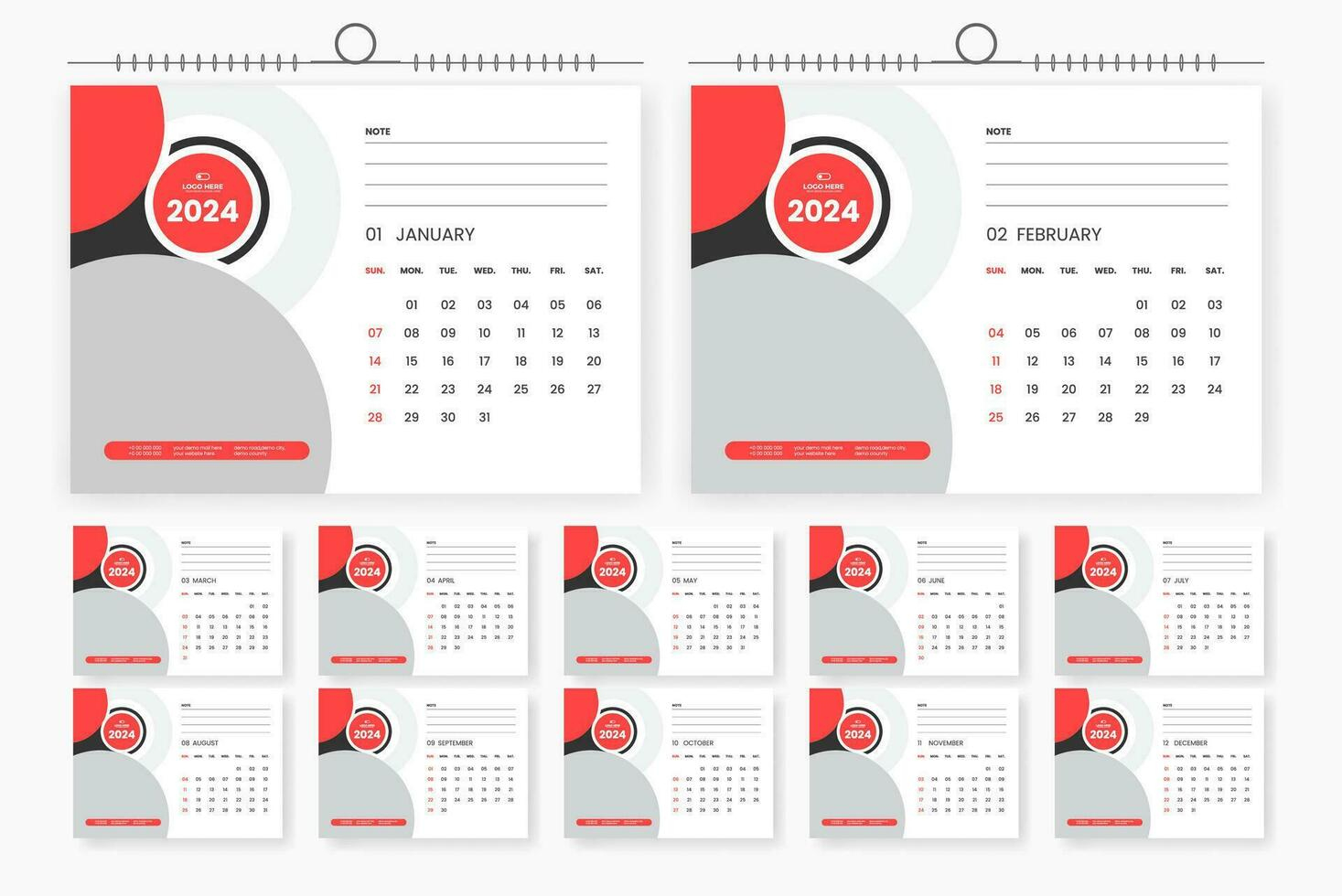 Modern 2024 Desk Calendar Template Design 28653089 Vector Art At | 2024 Desk Calendar Printable