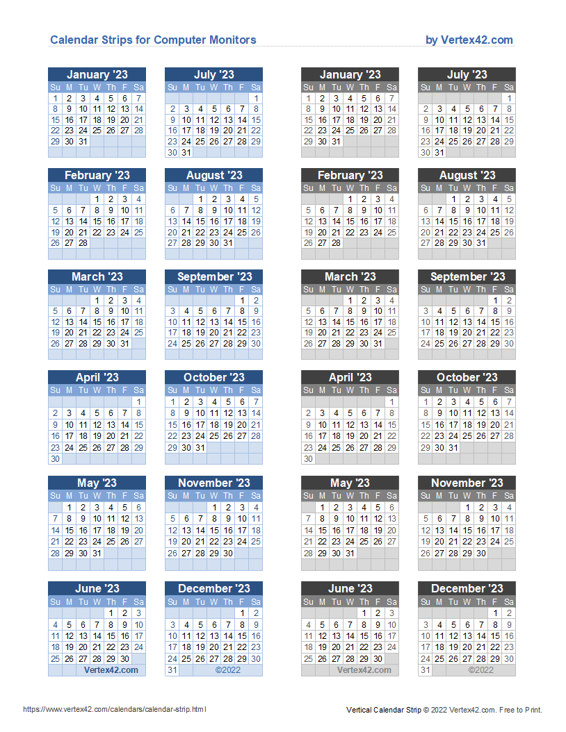 Monitor Calendar Strip Template | 2024 Calendar Strip Printable