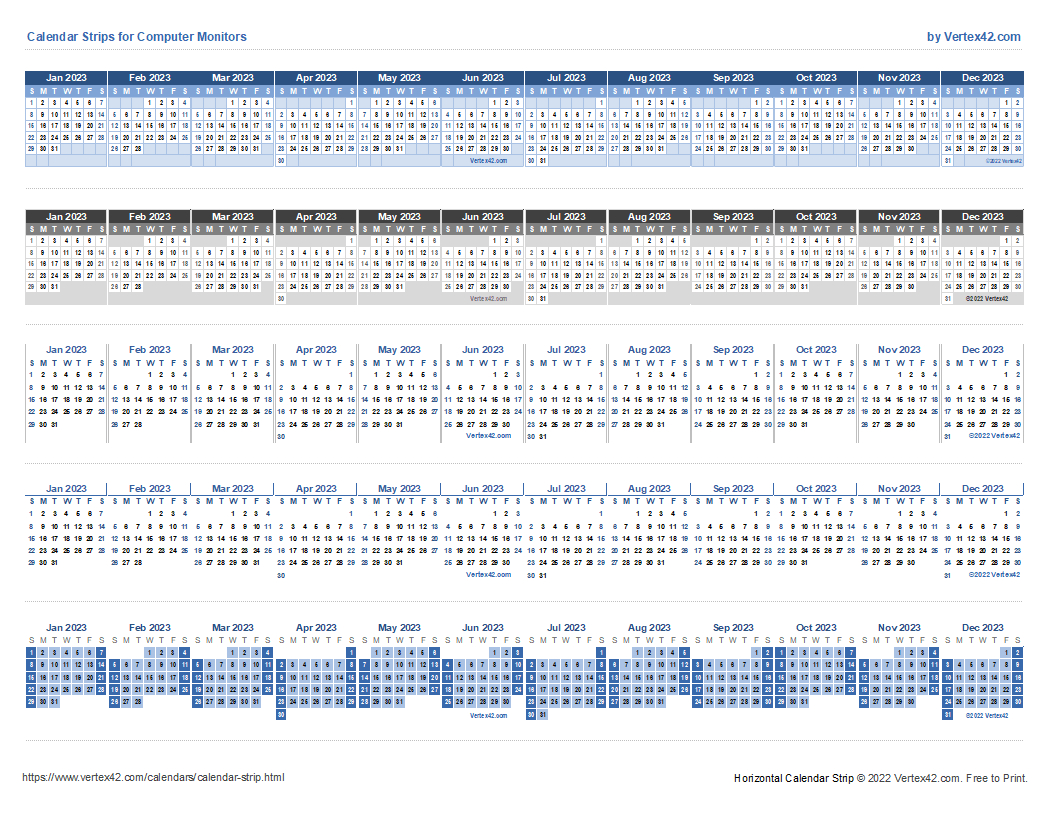 Monitor Calendar Strip Template | 2024 Strip Calendar Printable