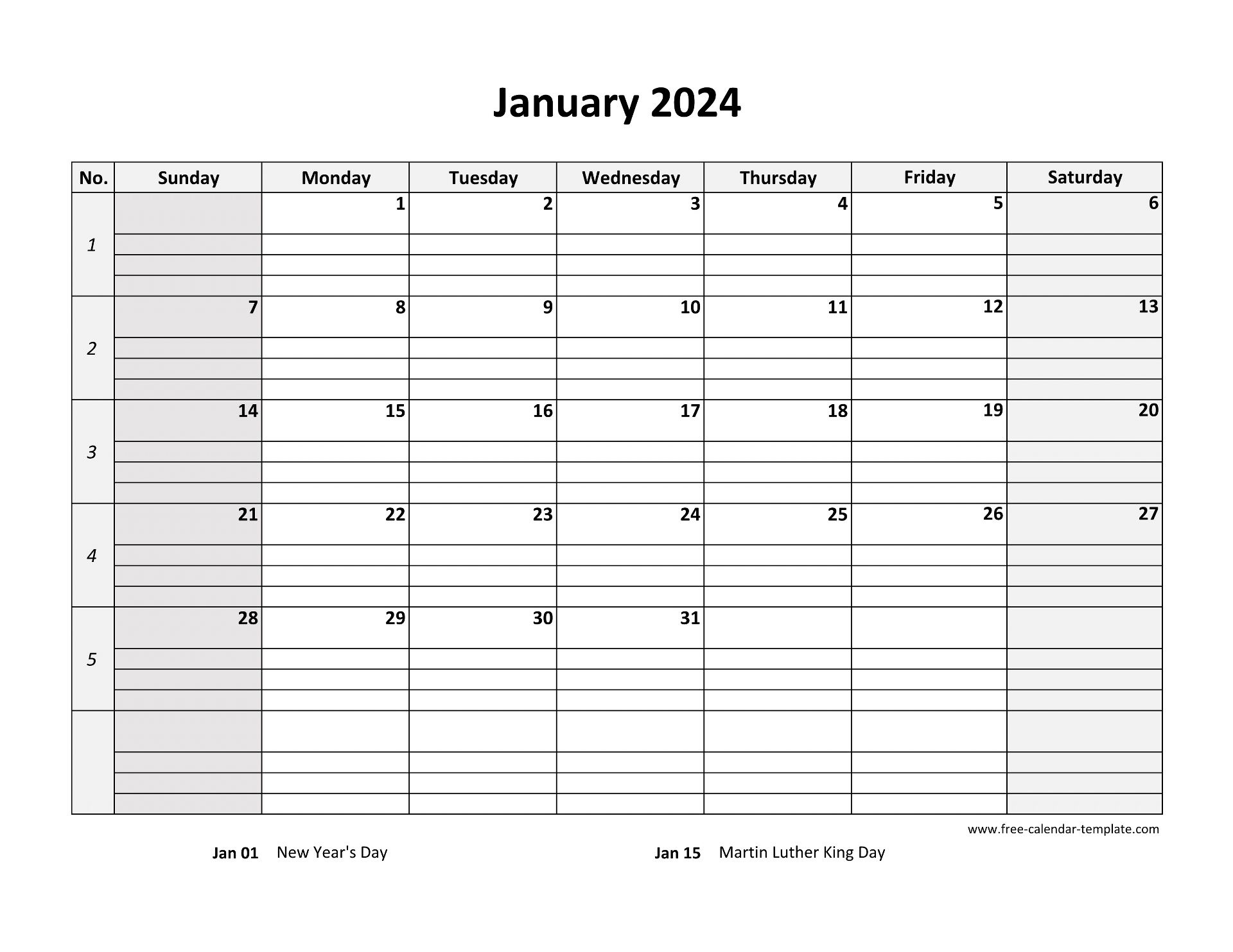 Monthly 2024 Calendar Free Printable With Grid Lines Designed | Printable Calendar 2024 Template