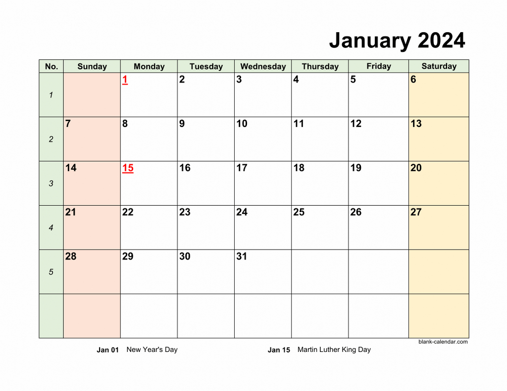 Monthly 2024 Calendars | 2024 Printable Calendar By Month Word