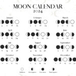 Moon Calendar 2024 Moon Phases Lunar Calendar Printable In A4 | 2024 Full Moon Calendar Printable