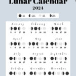 Moon Phase Calendar   Cute & Free Printable 2024 Lunar Calendar | Full Moon Calendar 2024 Printable