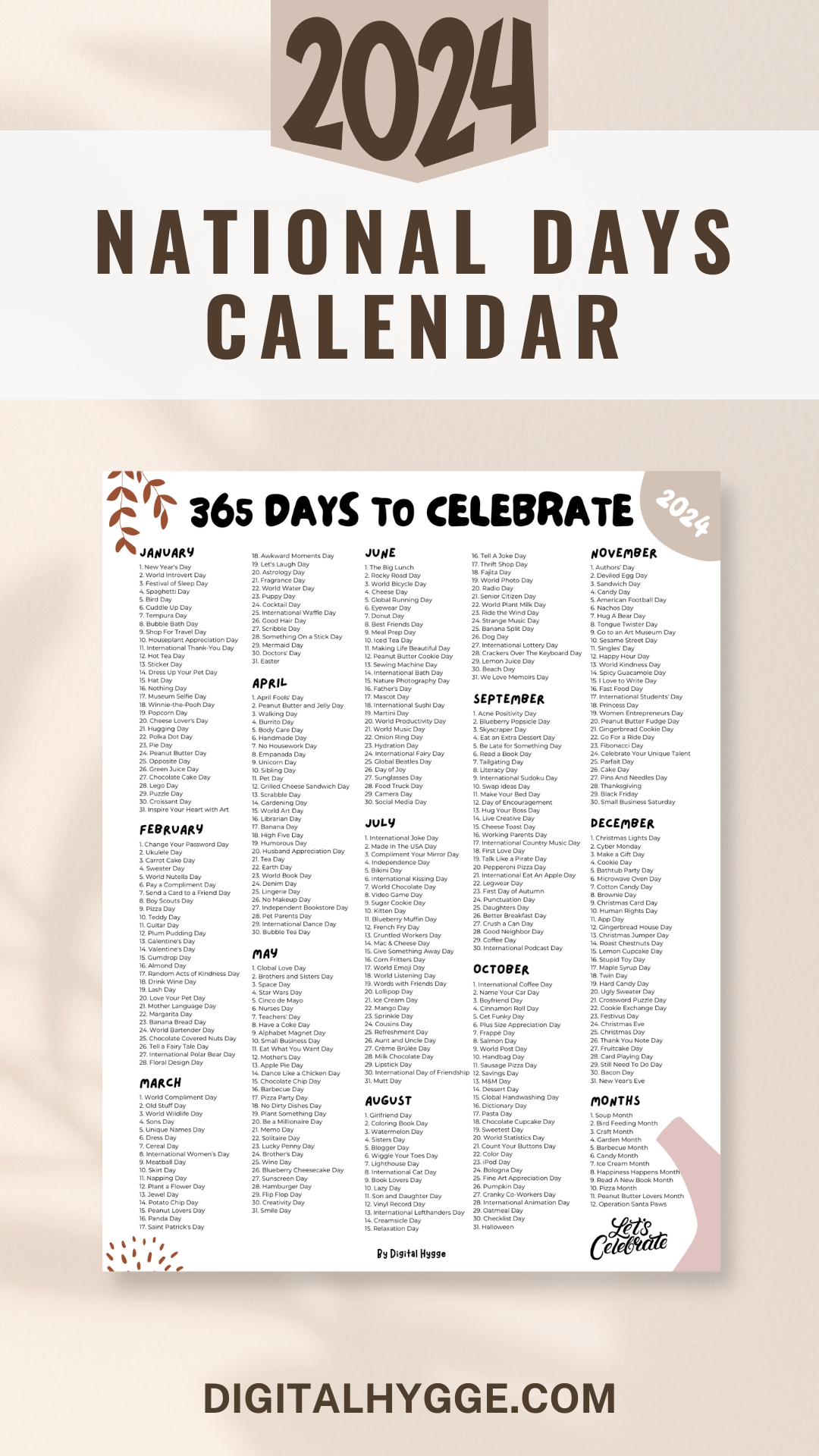 National Days And Holidays 2024 Printable Pdf In 2023 | National | National Day Calendar 2024 Printable Free