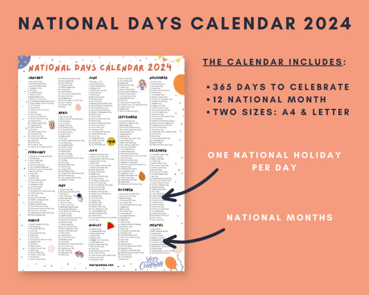 National Day Calendar 2024 Printable Free | Calendar 2024