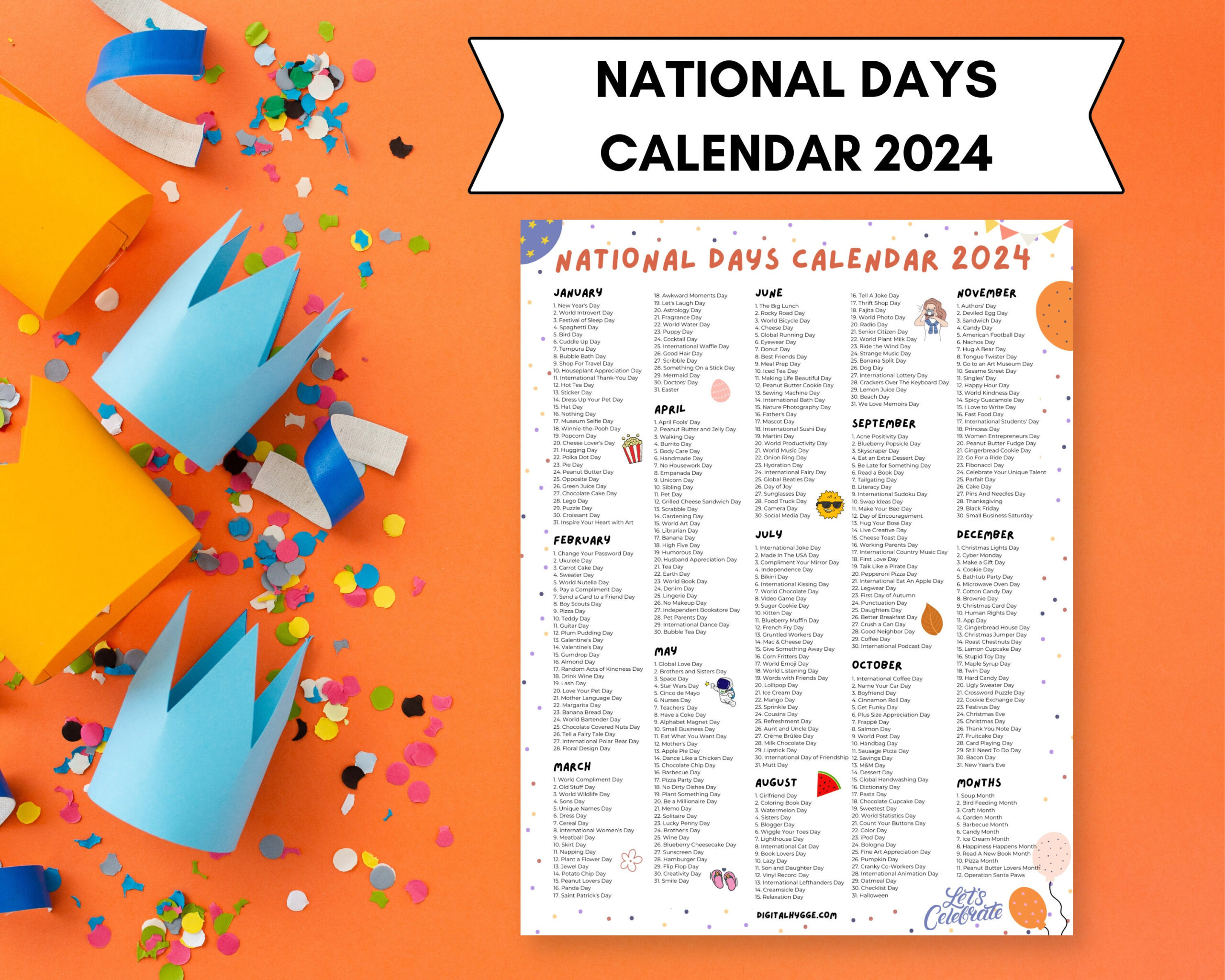 National Days Calendar Printable 2024 National Holidays - Etsy |  Calendar 2024