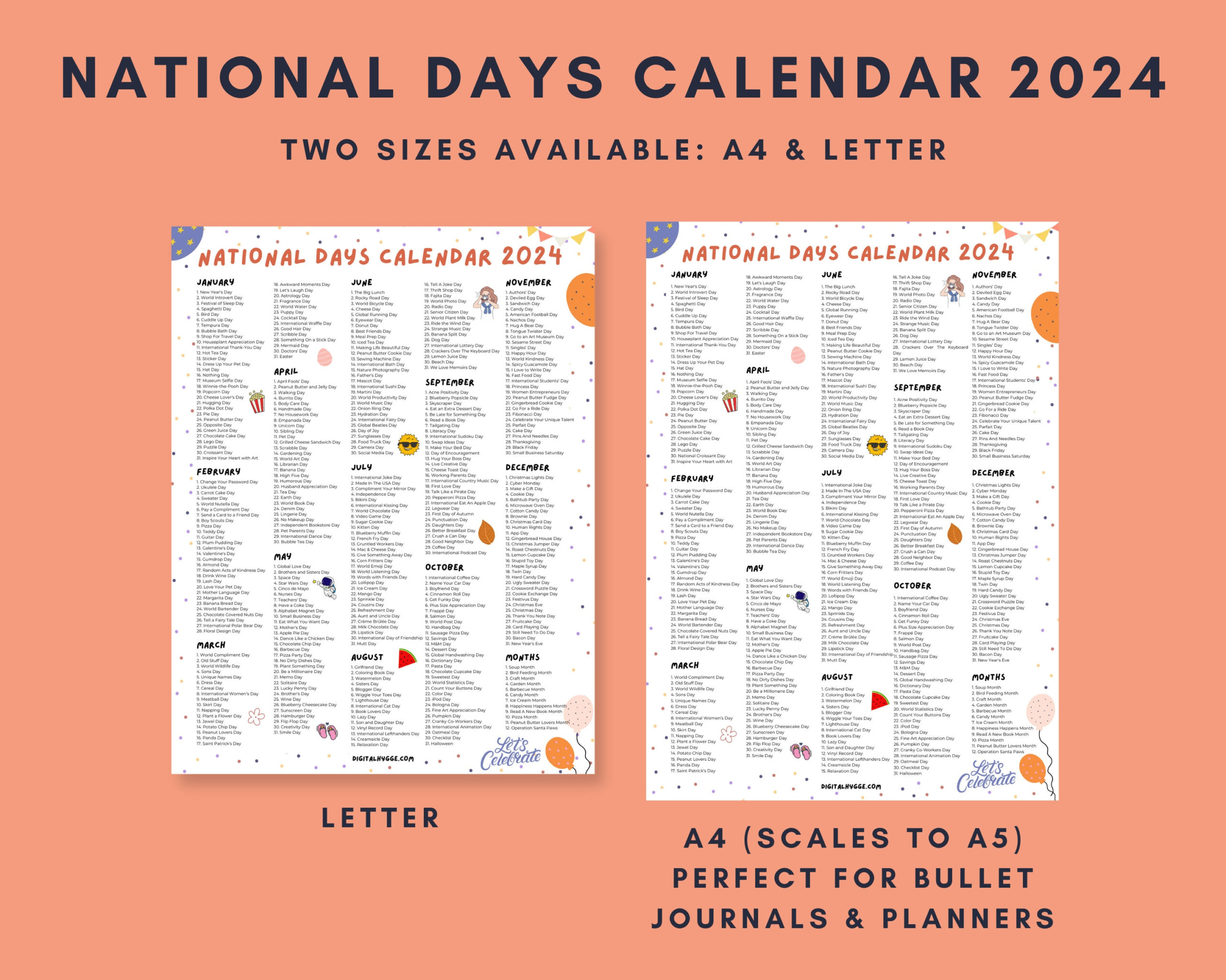 National Days Calendar Printable 2024 National Holidays - Etsy |  Calendar 2024