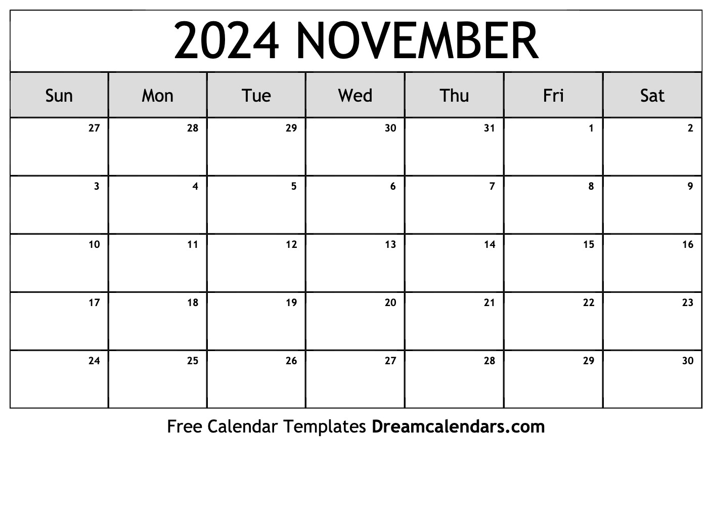 November 2024 Calendar | Free Blank Printable With Holidays | November 2024 Calendar Printable