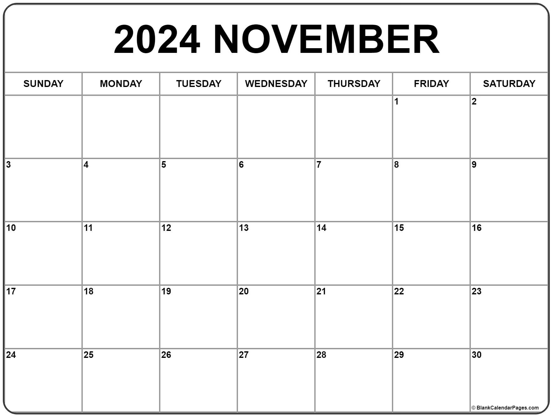 November 2024 Calendar | Free Printable Calendar | November 2024 Calendar Printable