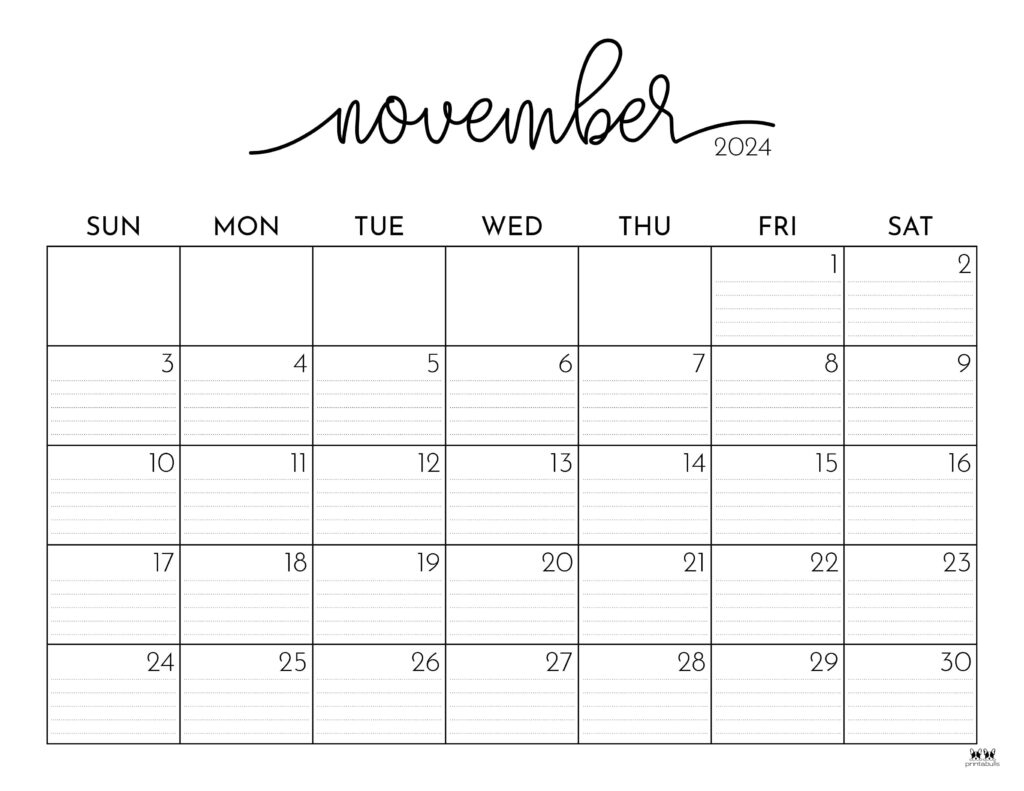 November 2024 Calendars - 50 Free Printables | Printabulls |  Calendar 2024