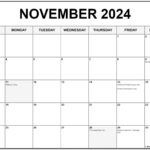 November 2024 With Holidays Calendar |  Calendar 2024