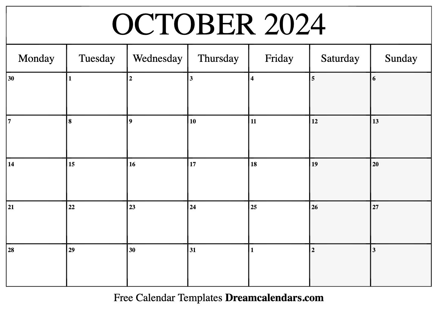 October 2024 Calendar | Free Blank Printable With Holidays | Free Printable October 2024 Calendar