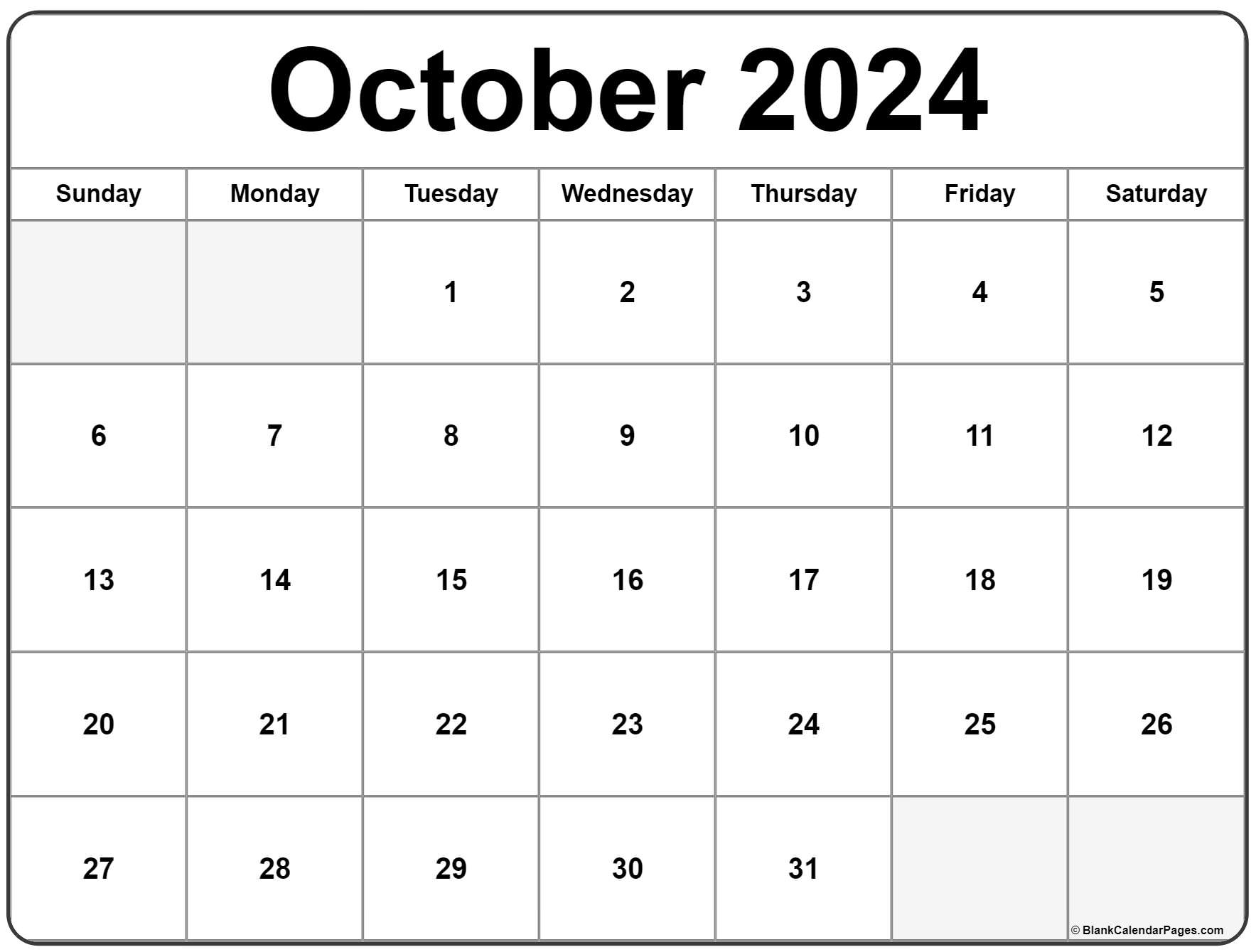 October 2024 Calendar | Free Printable Calendar |  Calendar 2024