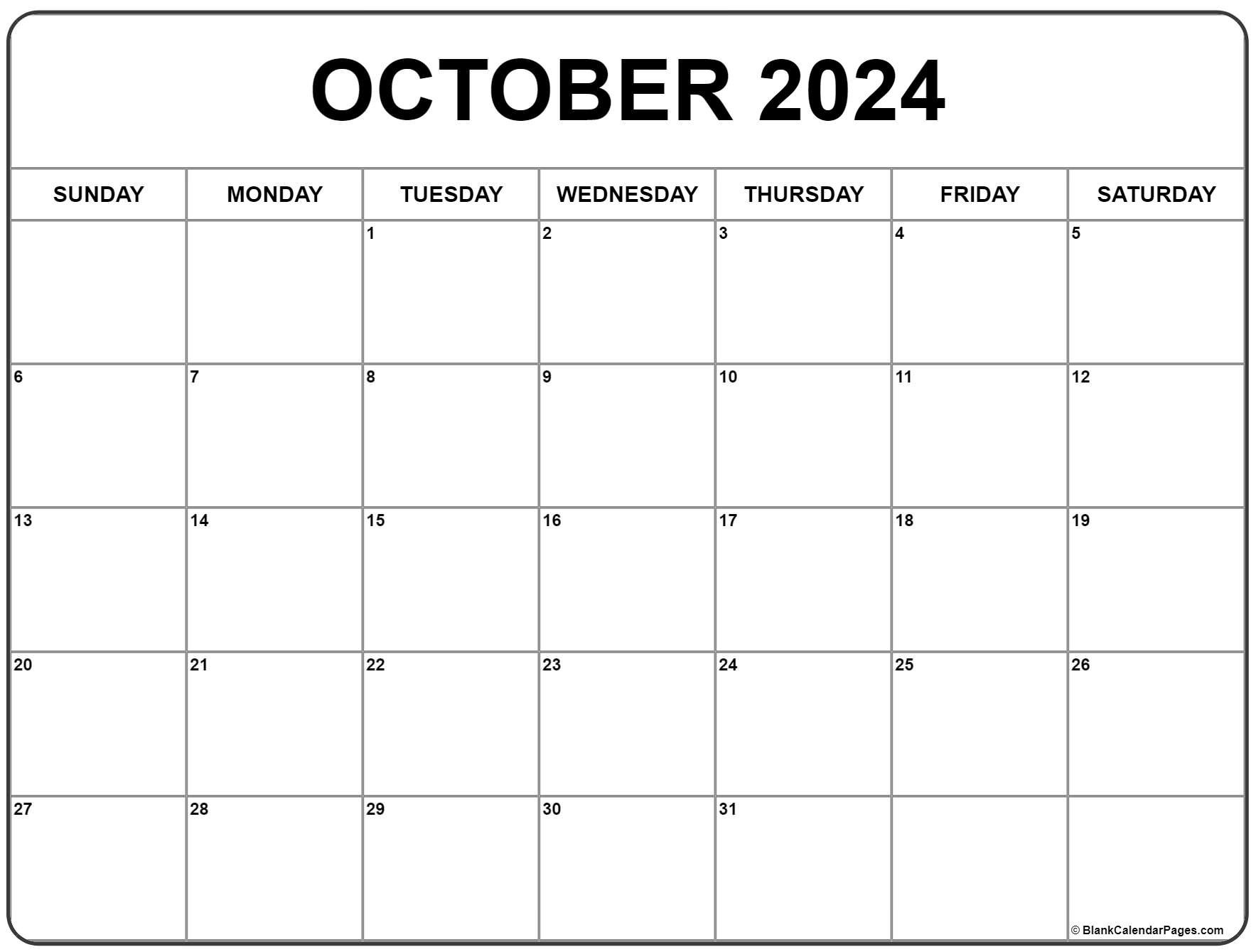 October 2024 Calendar Printable | Calendar 2024 | Printable Calendar 2024