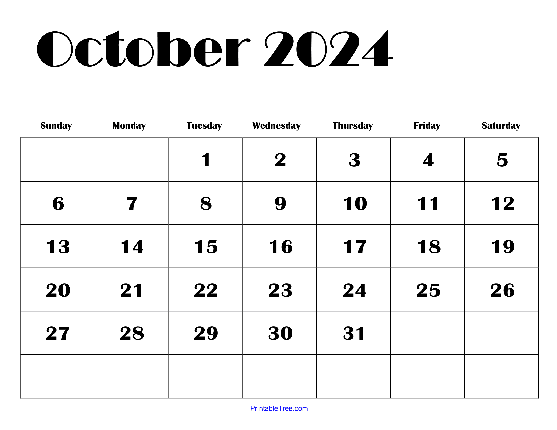 October 2024 Calendar Printable Pdf Free Templates With Holidays | October 2024 Printable Calendar