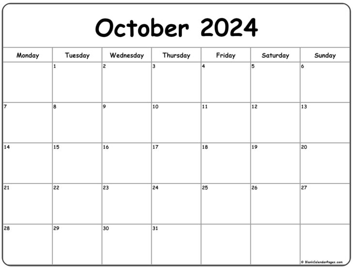 October 2024 Printable Calendar | Calendar 2024