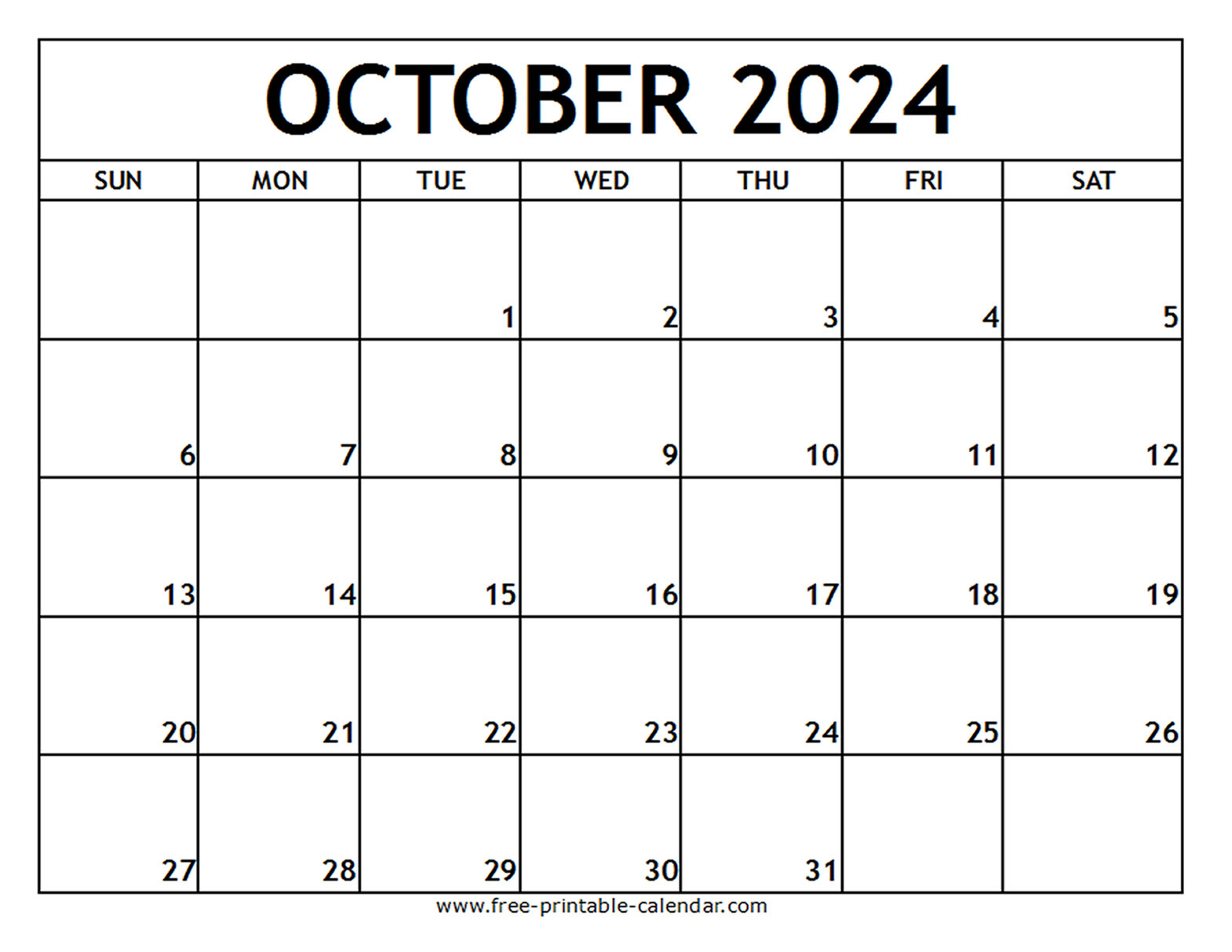 October 2024 Printable Calendar - Free-Printable-Calendar |  Calendar 2024