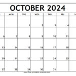 October 2024 Printable Calendar   Free Printable Calendar | October 2024 Printable Calendar