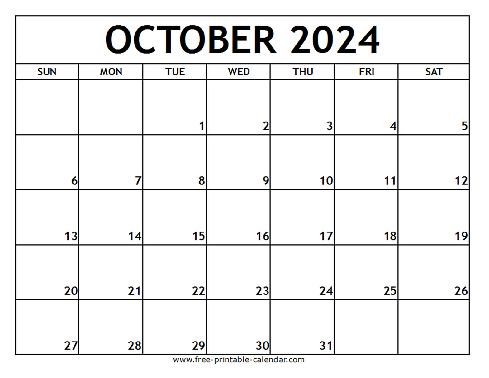 Printable October 2024 Calendar | Calendar 2024 | Printable Calendar 2024