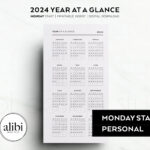 Personal 2024 Year At A Glance Dashboard 2024 Calendar   Etsy France |  Calendar 2024