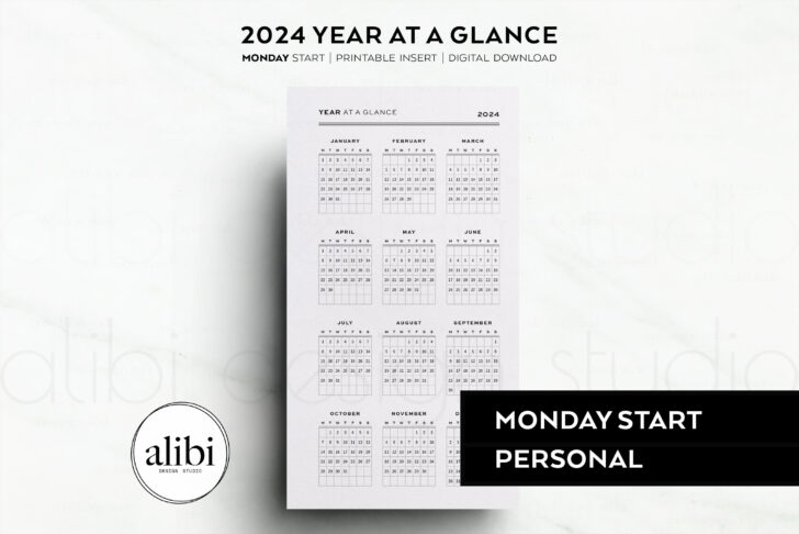 Printable Year at a Glance Calendar 2024 | Calendar 2024