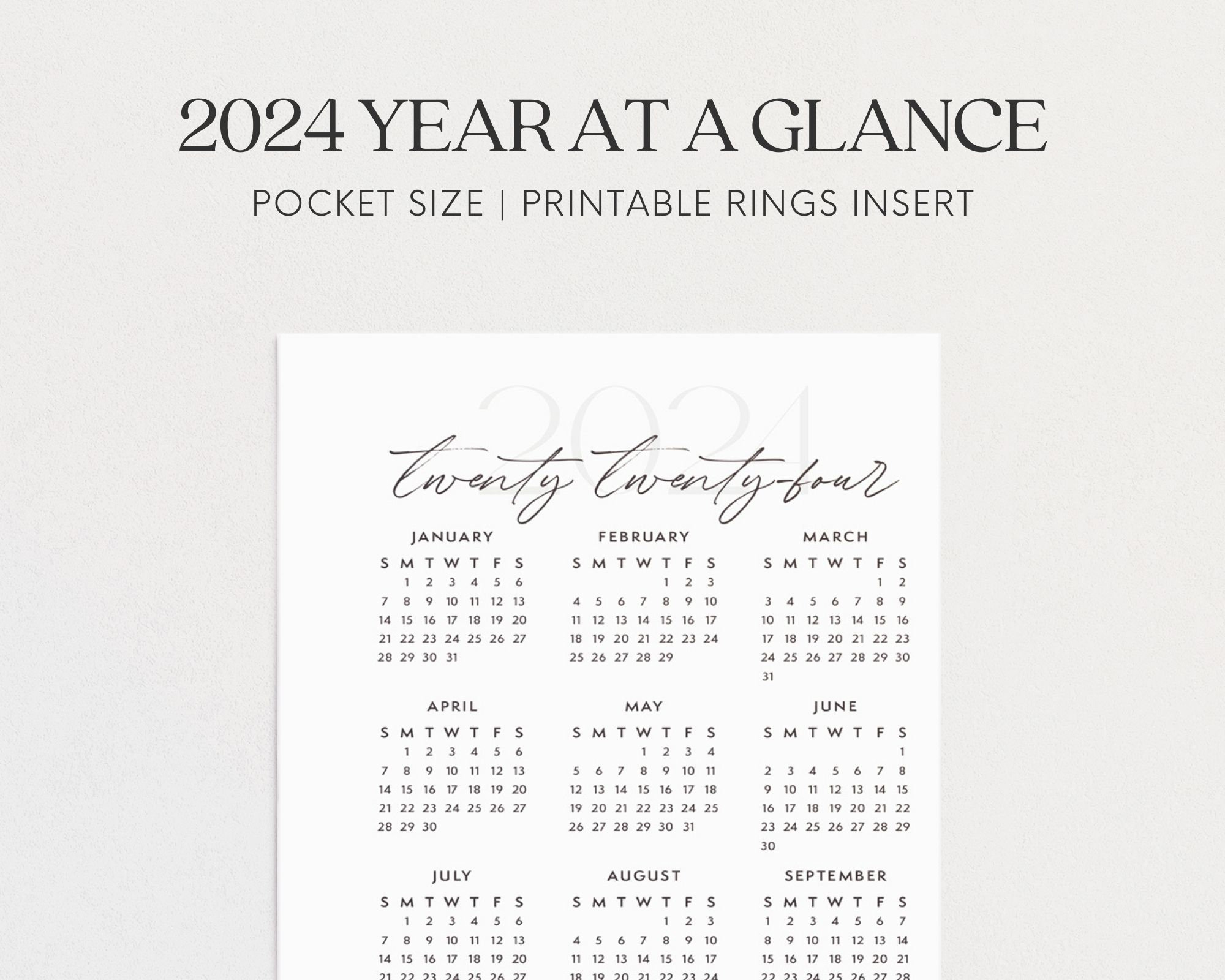 Pocket Size Calendar 2024 Printable Calendar 2024 Printable