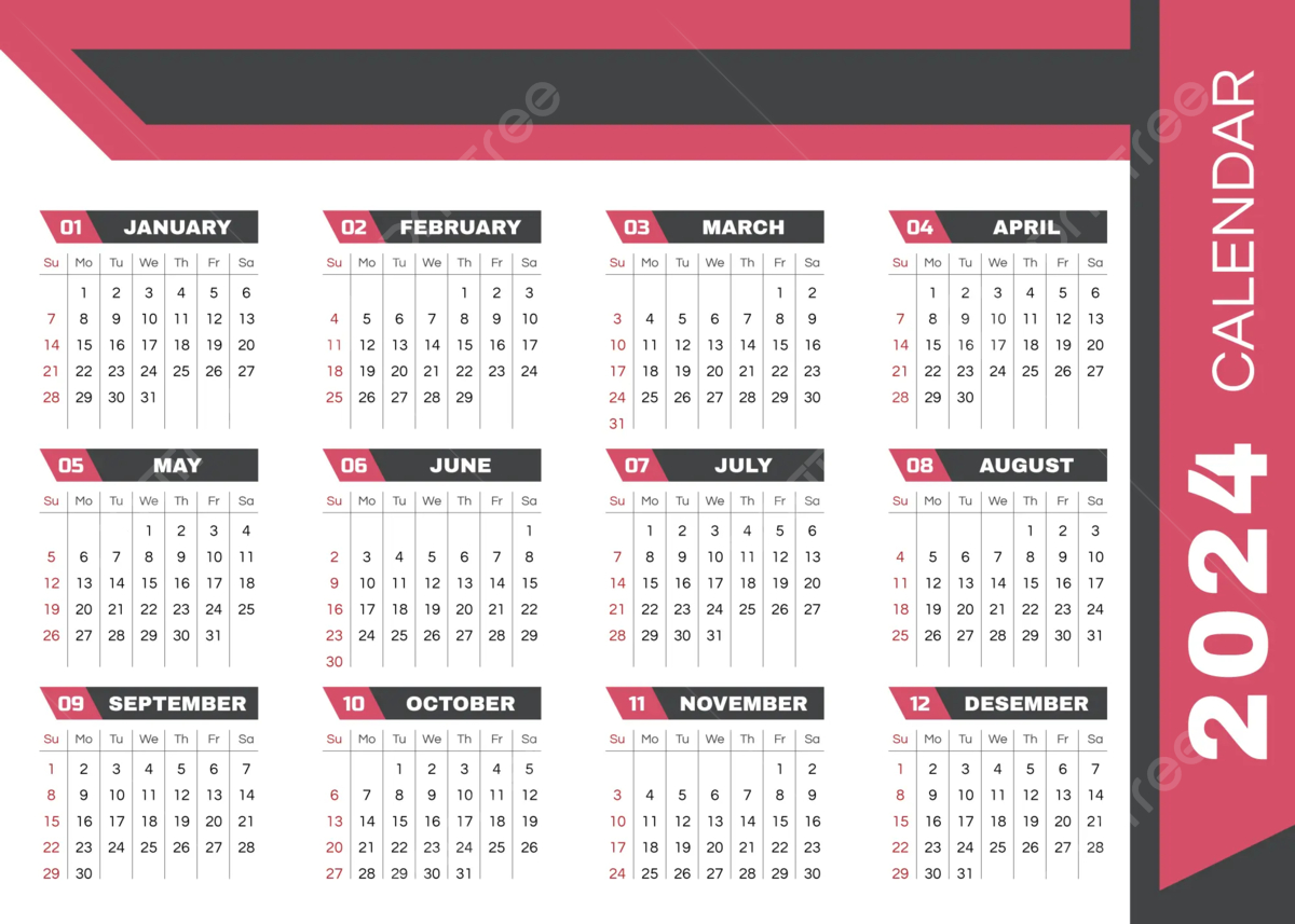 Popular Desk Calendar 2024 Template Vol 12 Vector Template | 2024 Desk Calendar Printable