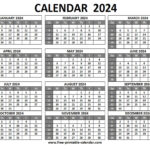 Printable 2024 Calendar   Free Printable Calendar | 2024 Calendar Free Printable One Page