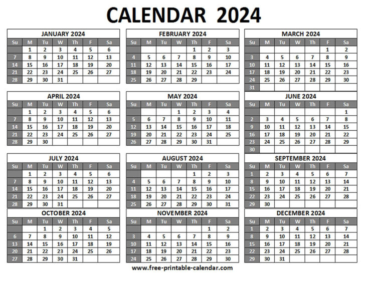 2024 Calendar Free Printable One Page | Calendar 2024