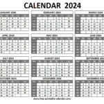 Printable 2024 Calendar   Free Printable Calendar |  Calendar 2024