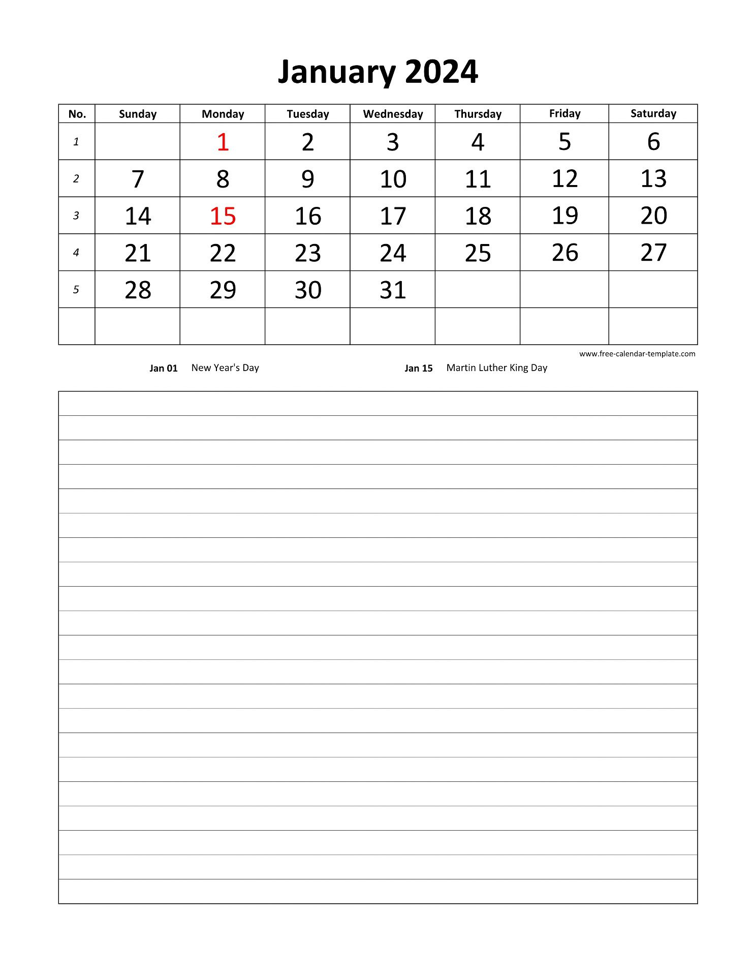 Printable 2024 Monthly Calendar Grid Lines For Daily Notes |  Calendar 2024