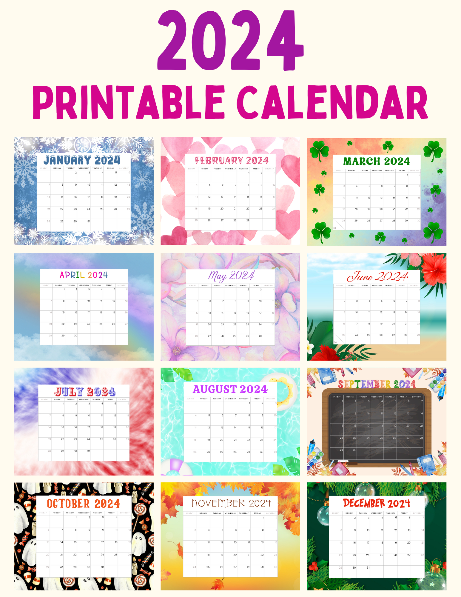 Printable 2024 Monthly Calendar In 2023 | Monthly Calendar | Calendar 2024 Printable