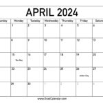 Printable April 2024 Calendar | Printable April 2024 Calendar With Holidays