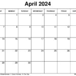 Printable April 2024 Calendar Templates With Holidays | April 2024 Calendar Printable