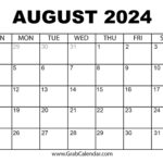 Printable August 2024 Calendar | 2024 August Calendar Printable